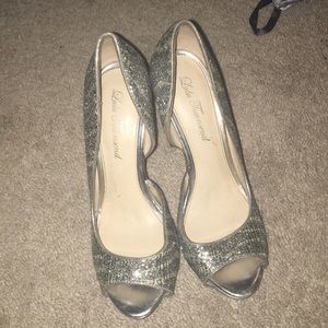 sparkly silver heels